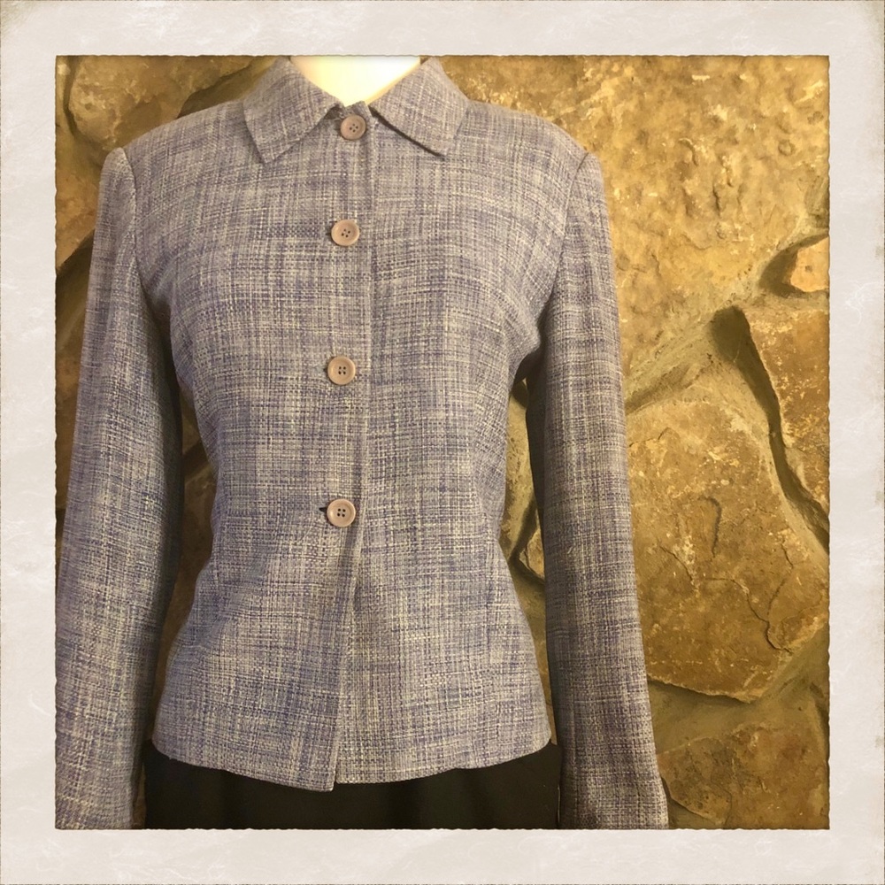 Vintage Talbots Silk Jacket Blue Petite 6
